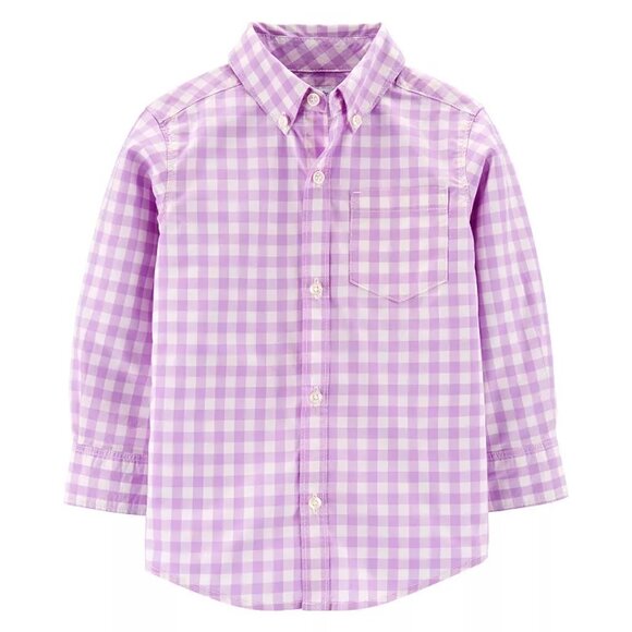 3 for $15 NWT Carter's Button-Up Shirt Toddler Boy Size 5 Gingham Poplin - Picture 1 of 7